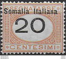 1926 Somalia Segnatasse 20c. Variety MNH Sassone N. 43b - Somalie