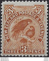 1908 New Zealand Hula 3d. Brown MH SG N. 383 - Other & Unclassified
