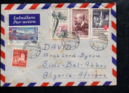 TCHECOSLOVAQUIE AFFRANCHISSEMENT COMPOSE SUR LETTRE AVION POUR L'ALGERIE 1961 - Briefe U. Dokumente