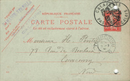 E685 Entier Postal Carte Lettre  Brasserie Damasse Calais - Cartoline Precursori