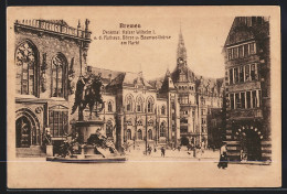 AK Bremen, Denkmal Kaiser Wilhelm I. V. D. Rathaus, Börse Und Baumwollbörse Am Markt  - Bremen