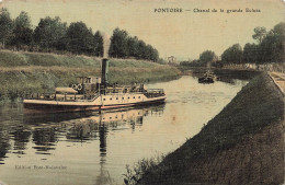 PONTOISE - Chenal De La Grande écluse, Un Remorqueur Et Une Péniche. - Schlepper