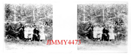 Une Famille Dans Un Bois, à Identifier - Plaque De Verre En Stéréo - Taille 44 X 107 Mlls - Plaques De Verre