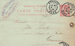 E695 Entier Postal Carte Lettre Dubar Delespaul Roubaix - Voorloper Kaarten
