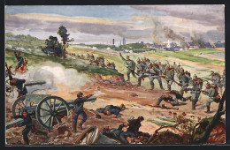 AK Völkerkrieg 1914, Wegnahme Einer Franz. Batterie  - Guerre 1914-18