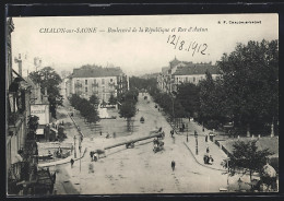 CPA Chalon-sur-Saone, Boulevard De La République Et Rue D`Autun  - Chalon Sur Saone