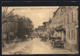 CPA Souillac, Square De L`Hotel De Ville Et Le Boulevard  - Souillac