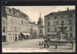 CPA Remiremont, La Fontaine Du Dauphin Et L`Église  - Remiremont