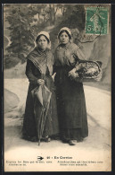 CPA Zwei Frauen In Der Tracht Aus Dem Limousin Avec Regenschirm Et Korb Auf Der Strasse  - Non Classés