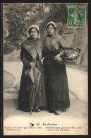 CPA Zwei Frauen In Der Tracht Aus Dem Limousin Avec Regenschirm Et Korb Auf Der Strasse  - Sin Clasificación