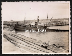 Fotografia Antiga * Vapor Aviz Encalhado Em Leixões * 1934 * Portugal Wrecked Ship Real Photo - Bateaux