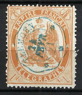 FRANCE Télégraphes Ca.1871:  Le Y&T 7 Avec TB Obl. CAD Bleue "Tlemcen (Algérie)", Nuance Brun-orange - Telegraphie Und Telefon