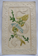 Carte Brodée/ Tissu : 1 Er Avril Poisson - Embroidered