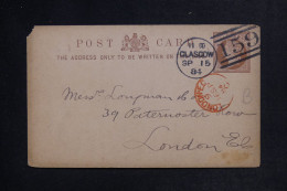 ROYAUME UNI - Entier Postal De Glasgow Pour Londres En 1884  - L 153195 - Postwaardestukken