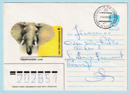USSR 1990.0504. African Elephant. Prestamped Cover, Used - 1980-91