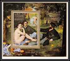 Manama - 3156b/ Bloc 160 A French Nudes Peinture Tableaux Paintings ** MNH Manet Luncheon On The Grass - Naakt