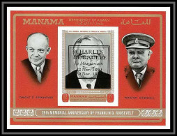 Manama - 3082e/ Bloc N° 92 B Roosevelt Overprint Surchargé Charles De Gaulle In Memoriam MNH Non Dentelé Imperf - De Gaulle (Generaal)