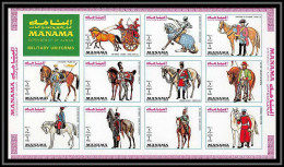 Manama - 3076/ N° 1008/1018 B Military Uniforms Uniformes Militaires Chevaux Horses Horsemen ** MNH Non Dentelé Imperf - Manama