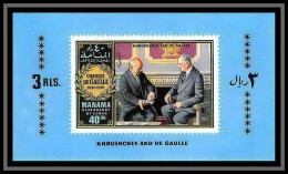 Manama - 3067c/ N° 635 De Gaulle And Nikita Khrushchev 1970 ** MNH Deluxe Miniature Sheet - Manama