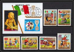 Manama - 3059c N°284/289 B + 62 B Football Soccer World Championship Mexico 1970 ** MNH Overprint Non Dentelé Imperf - 1970 – Mexico