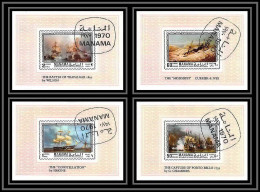 Manama - 3000/ N°677/680 Paintings Sailing Ships Deluxe Miniature Sheets Trafalgar Bateaux Napoléon Tableau (Painting) - Ships