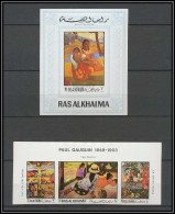 Ras Al Khaima - 512a/ N° 392 / 394 B + Bloc 82 B Peinture Tableaux Paintings Gauguin Neuf ** MNH Non Dentelé Imperf - Impressionisme