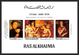 Ras Al Khaima - 509g/ N° 368 / 370 / 372 B Tableaux Paintings Titian Venus Vedramin ** MNH Deluxe Miniature Sheets - Religie