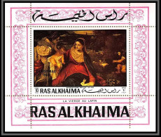 Ras Al Khaima - 508/ Bloc N° 78 A Peinture Tableaux Paintings Christmas 1969 Titian Viege Au Lapin Titien Neuf ** MNH  - Religious