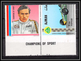 Manama - 5052c/ Mi 148 B Ajman B 152 Piquage à Cheval Perf Error Cars Motor Racing Voiture MNH ** 1969 Clark Lotus - Manama