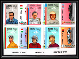 Manama - 5052a/ Mi 147/152 B Ajman A 375/380 B Cars Motor Racing Voiture MNH Non Dentelé Imperf 1969 Fangio Ferrari - Automobile