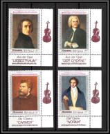 Manama - 5034c/ N°188/191 A Music Composers Musique Bellini Liszt Bach Bizet Neuf ** MNH Coin De Feuille Avec Instrument - Manama