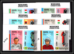 Manama - 5052b/ Mi 147/152 B Ajman A 375/380 B Cars Motor Racing Voiture MNH Non Dentelé Imperf 1969 Fangio Ferrari - Manama