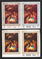 Manama - 5000h N°133 B 1968 Van Honthorst Tableau Painting Variété Error Text Missing RRR Neuf ** MNH Non Dentelé Imperf - Manama