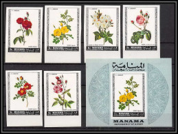 Manama - 3496/ N°170/176 B + Bloc 34 Roses Fleur Flowers Flower Fleurs Non Dentelé Imperf Neuf ** MNH - Roses