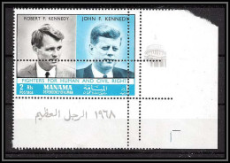 Manama - 3488/ N°105 A Perf Error Piquage à Cheval Kennedy 1968 Neuf ** MNH - Manama