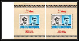 Manama - 3486c/ Bloc N°9A Kennedy 1968 Neuf ** MNH Printing Proof Essais Paire - Kennedy (John F.)