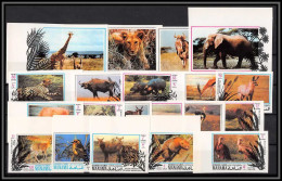 Manama - 3465e/ N°514/533 B Protection Of Animals 1971 Neuf ** MNH Elephant Lion Rhinoceros Crocodile Non Dentelé Imperf - Olifanten