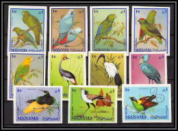 Manama - 3436/ N°159/169 B Parrot Perroquet Oiseaux (birds) Neuf ** MNH Non Dentelé Imperf - Papegaaien, Parkieten