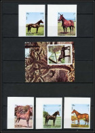 Sharjah - 2049b N°1006/1010 B Bloc 116 Pur-sang Hanoverian Chevaux Horses ** MNH Non Dentelé Imperf Coin De Feuille - Schardscha