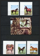 Sharjah - 2049b N°1006/1010 B Bloc 116 Pur-sang Hanoverian Chevaux Horses ** MNH Non Dentelé Imperf Coin De Feuille - Horses