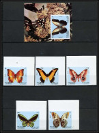 Sharjah - 2045b N° 1018/1022 B Bloc 118 Non Dentelé Imperf ** MNH Papillons Schmetterlinge Butterfly Coin De Feuille - Butterflies