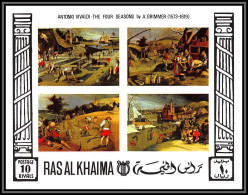 Ras Al Khaima - 720/ N° 70 B Bloc Vivaldi Les 4 Saisons Musique Music Composer Neuf ** MNH Non Dentelé Imperf - Music