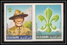 Ras Al Khaima - 588a Timbres Bloc BF N°188/193 Scouts Scouting World Scout Jamboree Idaho 1967 Non Dentelé ** MNH Imperf - Ongebruikt