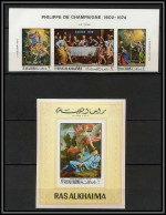 Ras Al Khaima - 516b/ N° 361 / 363 + Bloc 83 B Peinture Tableaux Paintings Easter Champaigne Neuf ** MNH  - Religie