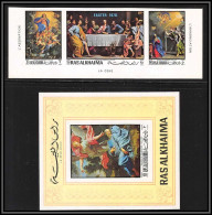 Ras Al Khaima - 516a/ N° 361 / 363 + Bloc 83 B Peinture Tableaux Paintings Easter Champaigne La Cene Neuf ** MNH  - Ras Al-Khaimah