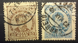 PORTUGAL 1882  D LUIZ I,  Yvert  59 B & 61 B, 25 R Brun & 50 R Bleu  Dentele 12 1/2 , TB - Used Stamps