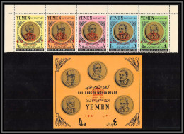 Yemen Royaume (kingdom) - 4002b/ N°349/353 A + Bloc N°45 Overprint Jordan Relief Pape Pope De Gaulle Thant ** MNH 1967 - De Gaulle (Général)