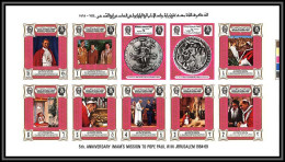 Yemen Royaume (kingdom) - 4152 N°668/677 B Pape Pope Paul 6 Jerusalem Timbres OR Gold Stamps ** Mnh Non Dentelé Imperf - Yemen