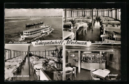 AK Fahrgastschiff Westmark, Bierklause, Vorderdeck-Salon, Achterdeck-Salon  - Autres & Non Classés