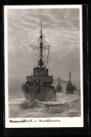 AK Kriegsmarine Minensuchboot 6, Minensucherflottille In Marschformation  - Oorlog